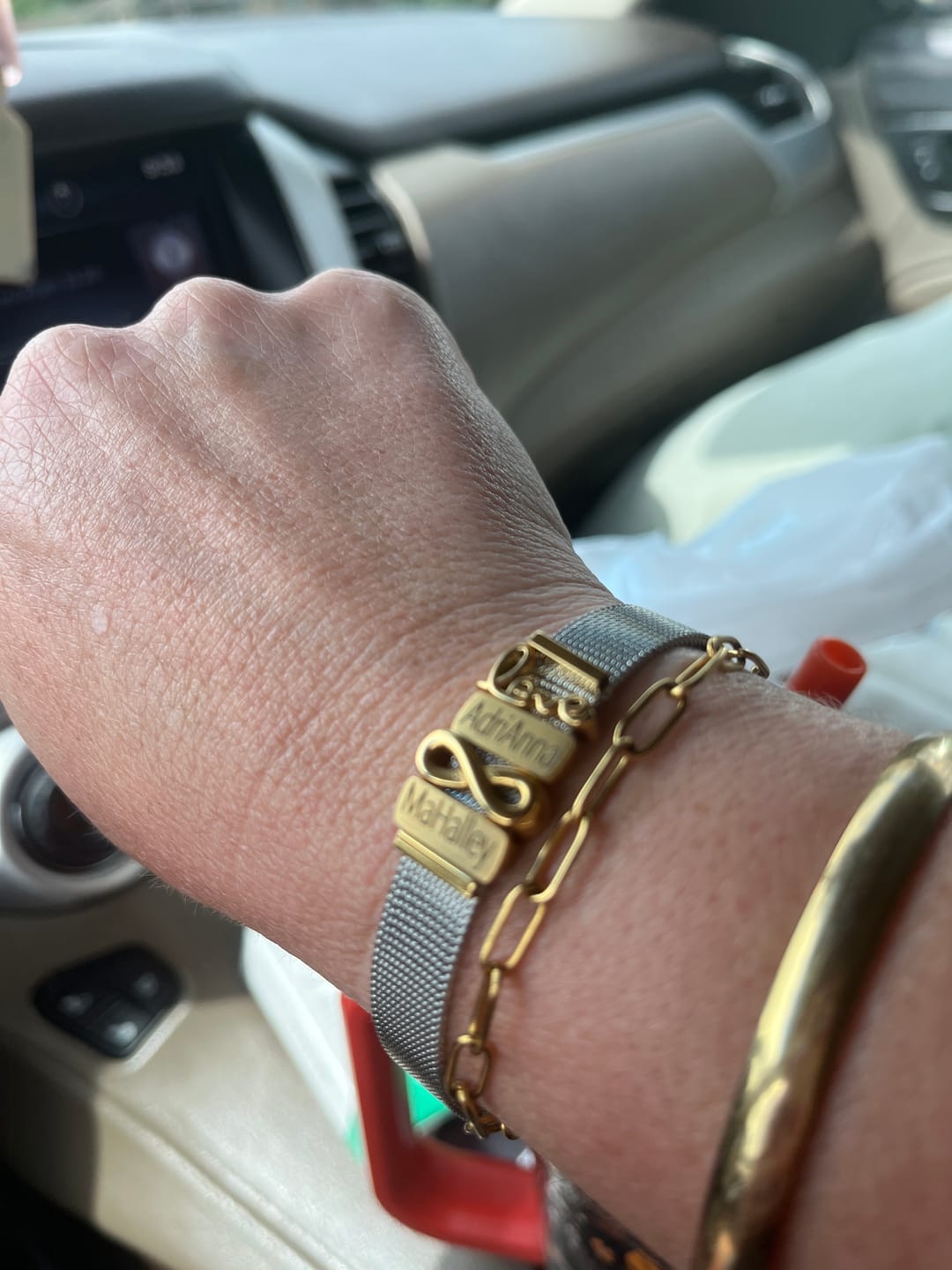 Customer photo review of Mesh charm name gold