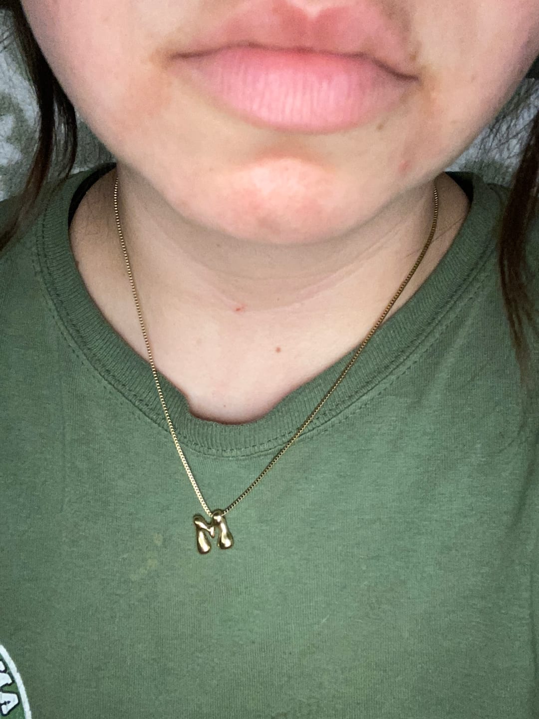 Customer photo review of Bubble Letter Necklace