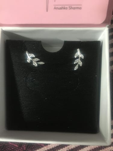 Customer photo review of Silver Leaf Earrings