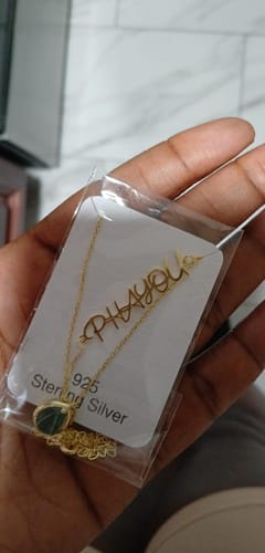Customer photo review of Birthstone Name Necklace