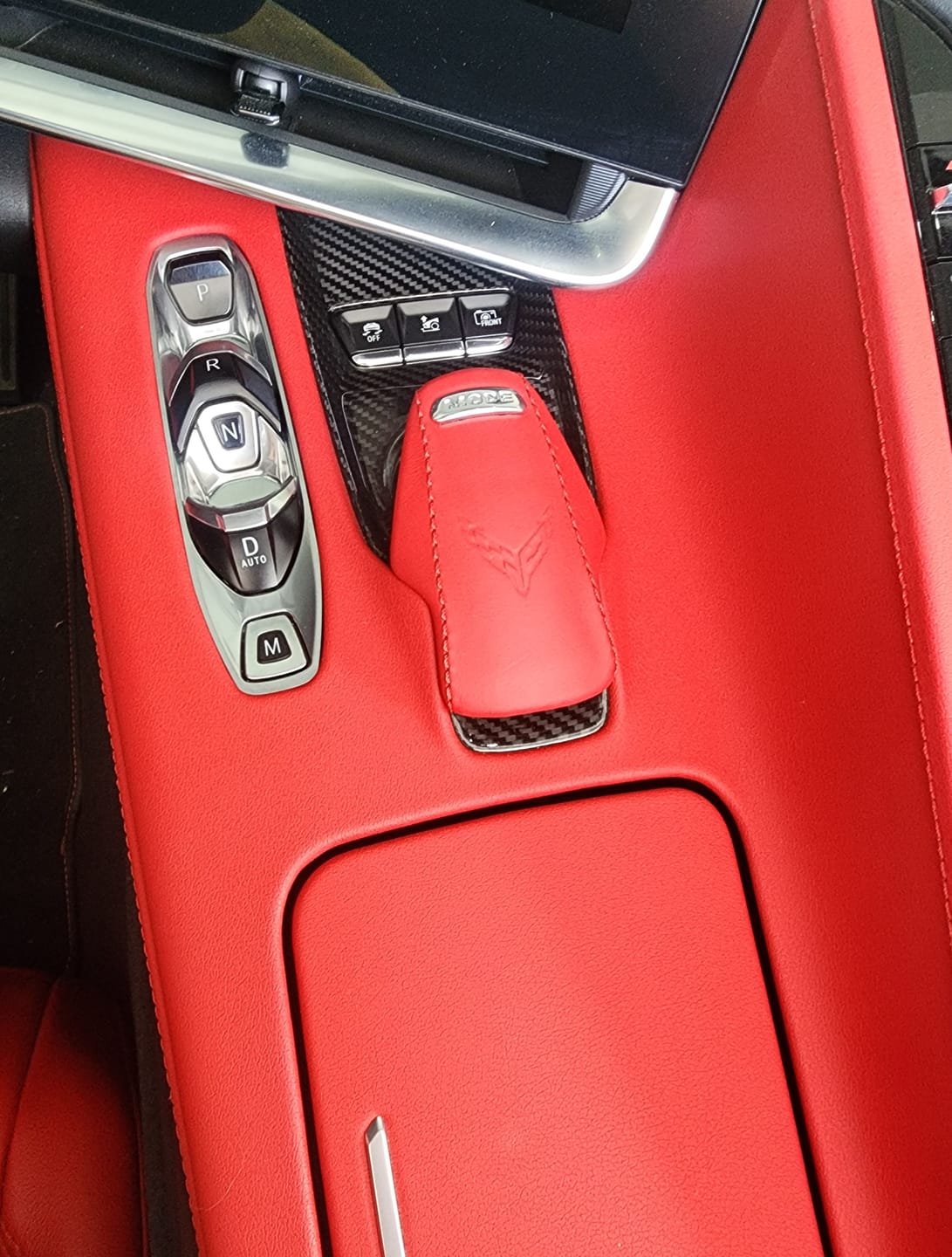 Customer photo review of C8 Corvette Carbon Fiber Gear Shift Trim Cover