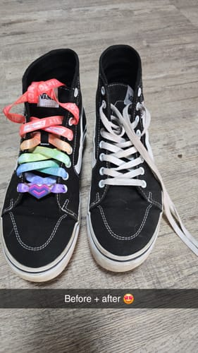 Customer photo review of Rainbow Pastel Shoelaces