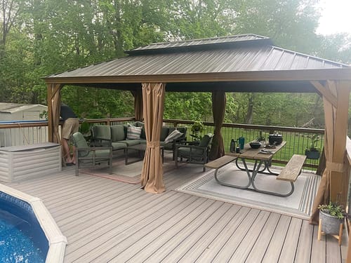 Customer photo review of Homrest 12'x 20' Gazebo Galvanized Steel Outdoor Hardtop Canopy Double Vented Roof Pergolas Aluminum Frame with Netting and Curtains for Garden,Patio,Lawns,Parties