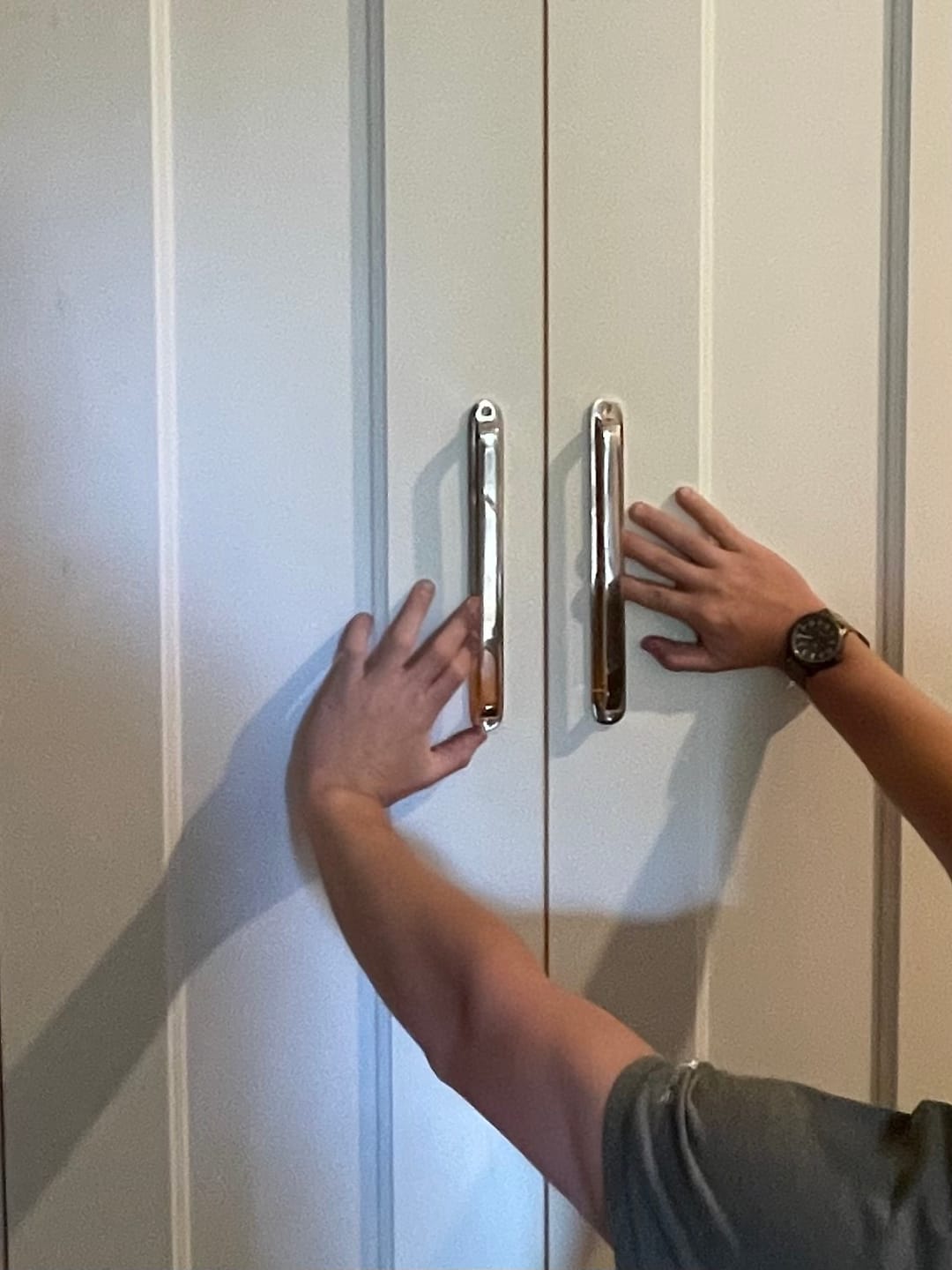 Customer photo review of Round Drawer Pulls with Backplate - Unlacquered Polished Brass