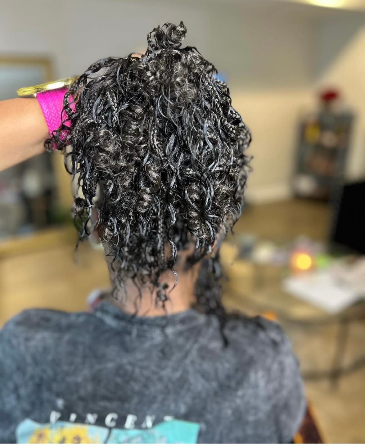 Customer photo review of Double Drawn Burmese Wet and Wavy Human Braiding Hair