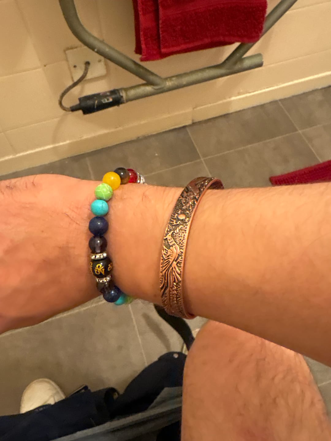 Customer photo review of Buddha Stones Dragon Phoenix Magnetic Solid Copper Cuff Bracelet Bangle