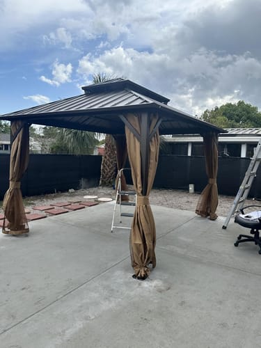 Customer photo review of Homrest 10' x 12' Hardtop Gazebo, Aluminum Frame Gazebos with Galvanized Steel Double Roof