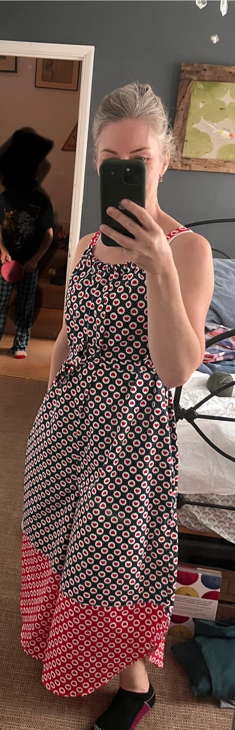 Customer photo review of Hearts and Dots Rose & Hubble Cotton Poplin Fabric