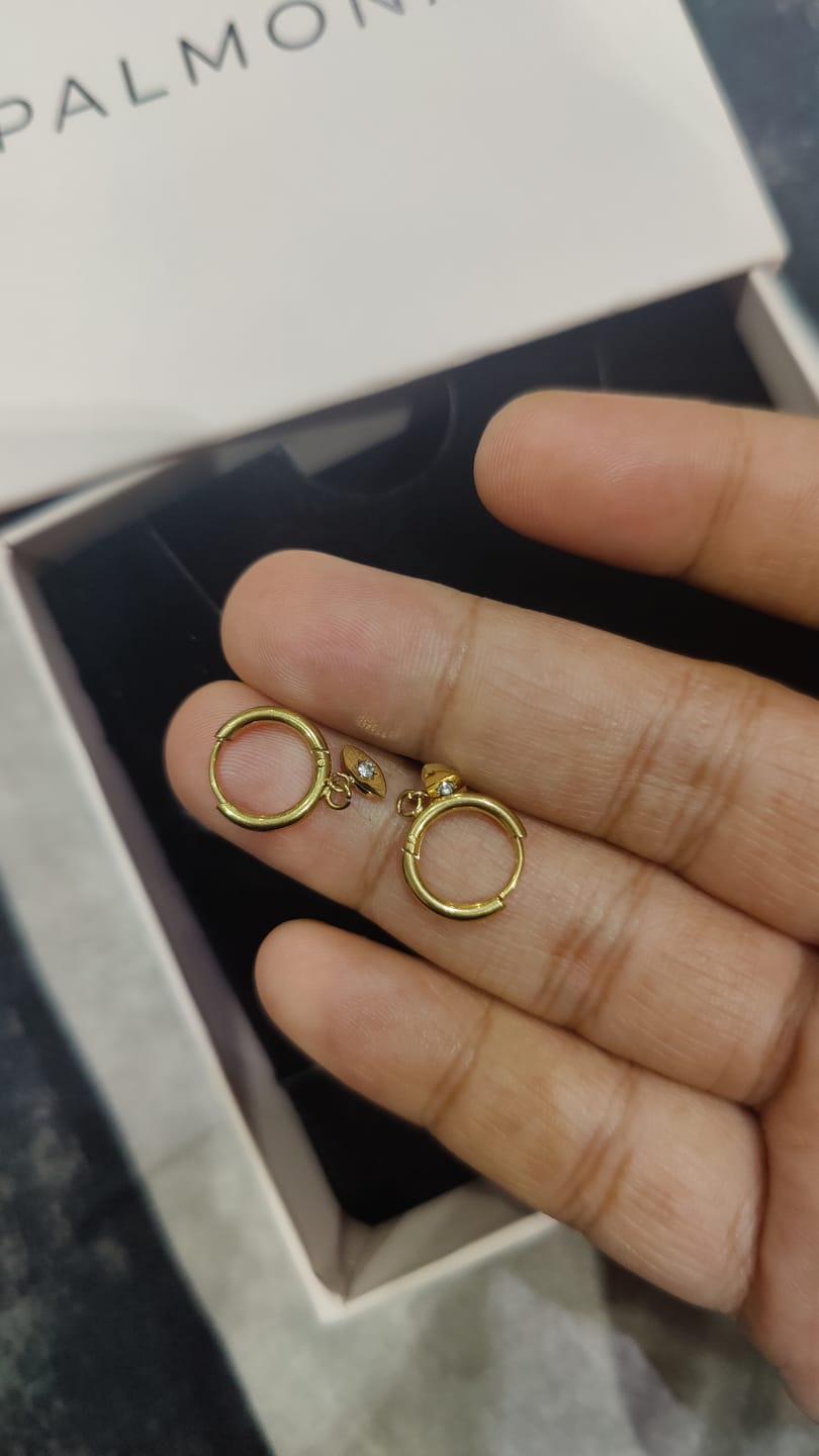 Customer photo review of Tiny Iris Star Hoop Earrings