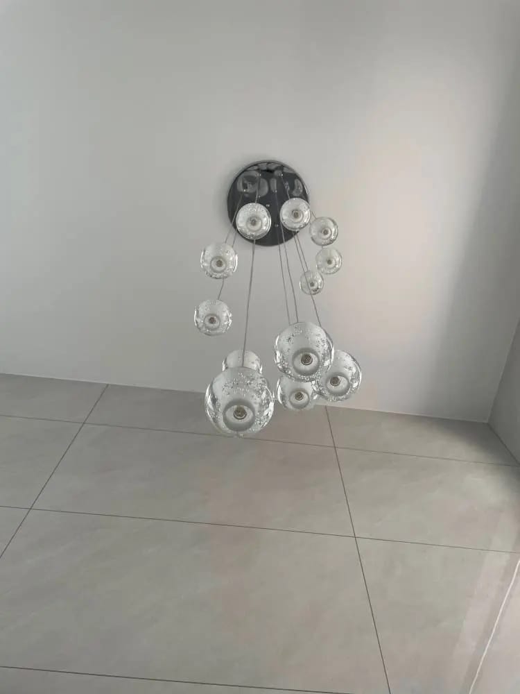 Customer photo review of Modern Crystal Glass Bubble Chandelier for Foyer