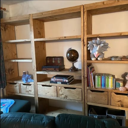 Customer photo review of Reclaimed Wood Bookcase & Shelving Units Room Divider - Rustic Open Shelving Storage - roomdivider