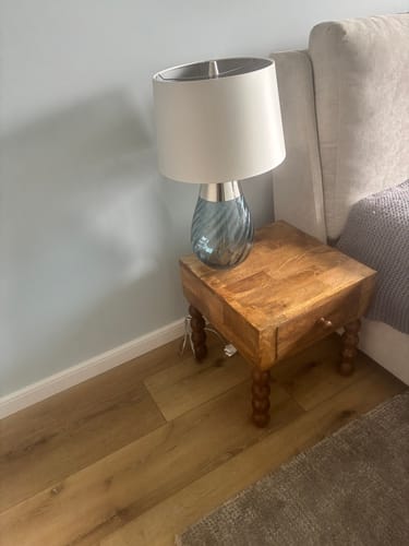 Customer photo review of Lampa stołowa Lena z czteropozycyjnym przełącznikiem - Elstead, 60cm (niebieskie szkło, 1xE27, 1xGU10)