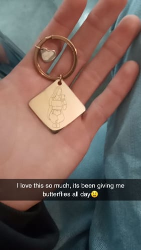 Customer photo review of Soulmate Custom Engraved Photo Keychain