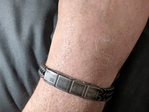 Customer photo review of Deal 33% Off- Knight's Creed BELIEVE Credo Bracelet: Helps Pair Veterans with Service or Shelter Dogs