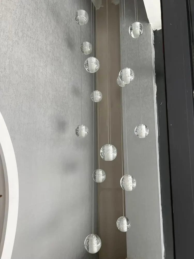 Customer photo review of Modern Crystal Glass Bubble Chandelier for Foyer