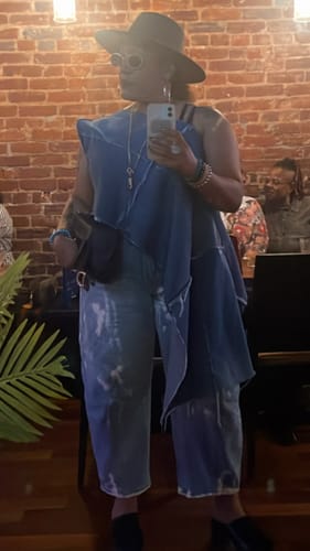 Customer photo review of Asymmetrical Custom Denim Top II  | One Size denim poncho