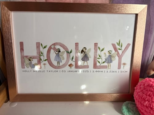 Customer photo review of Fairy Name Birth Print