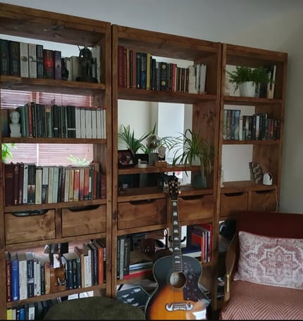 Customer photo review of Reclaimed Wood Bookcase & Shelving Units Room Divider - Rustic Open Shelving Storage - roomdivider