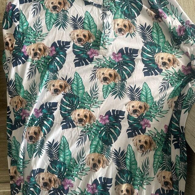 Customer photo review of Custom Funny Polo Shirt for Men Personalized Short Sleeve Golf Shirt with Picture Logo Face Dog Photo Printed Polo Shirt Custom Pet Photo Polos ET0001