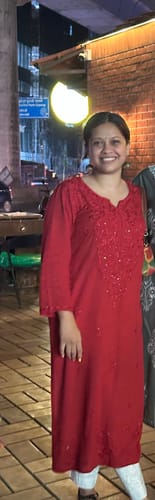 Customer photo review of Red Rayon Mukaish Long Kurta
