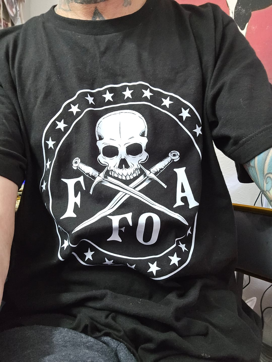 Customer photo review of FAFO Skull & Dagger T-Shirt
