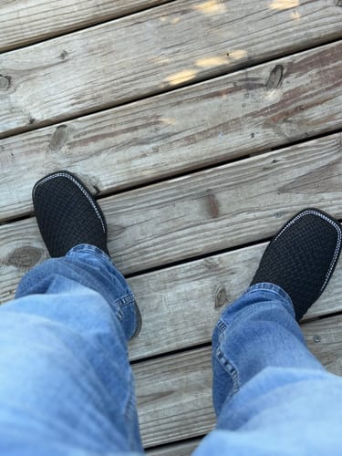 Customer photo review of Black Basketweave Leather Belt
