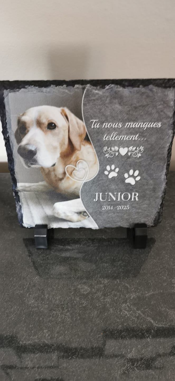 Customer photo review of Tu nous manques - Plaque d'ardoise personnalisée