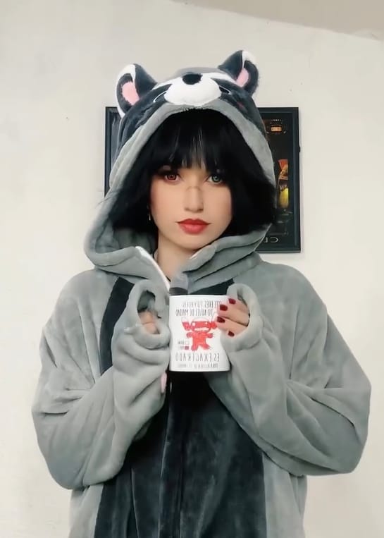 Customer photo review of OLAOLA Unisex Adult Plush Light Gray Raccoon Animals Onesie Pajamas Warm Home One-Piece Sleepwear