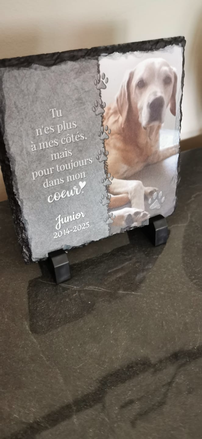 Customer photo review of Toujours dans mon cœur - Plaque d'ardoise personnalisée
