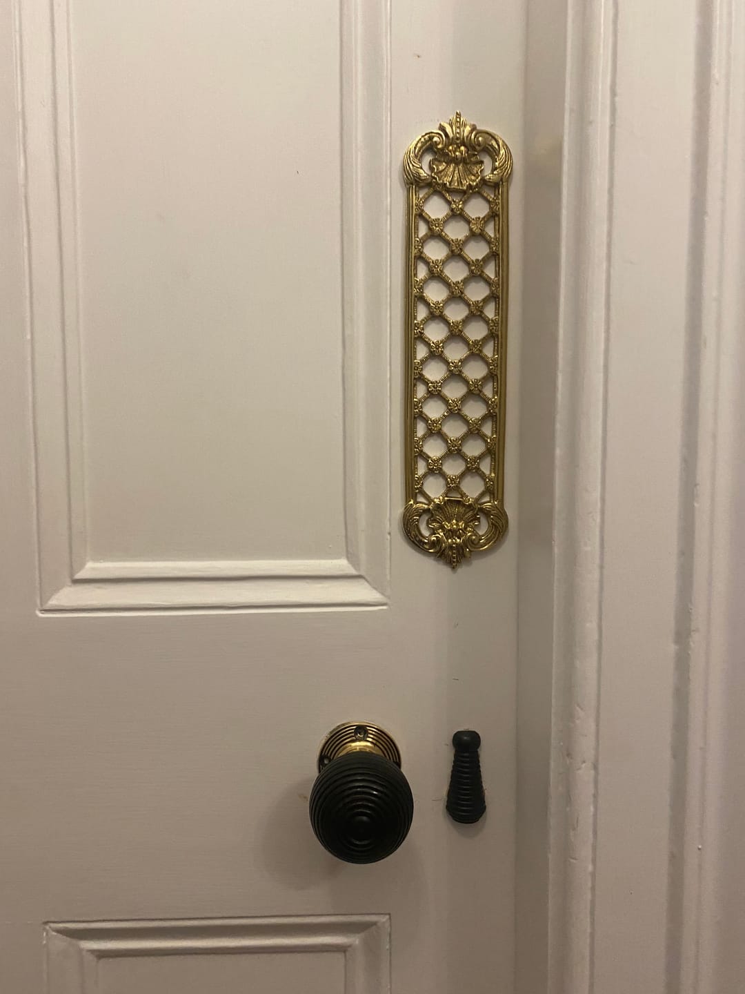 Customer photo review of Brass Lattice Door Push Plate