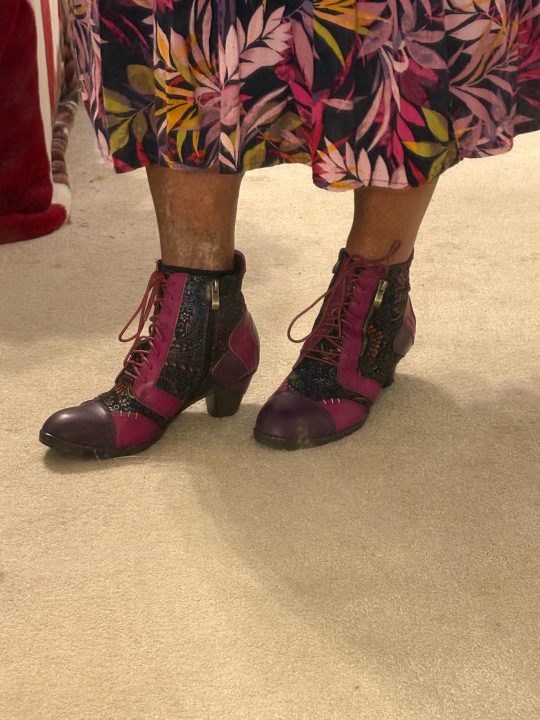 Customer photo review of Retro Handmade Leather Patchwork Ankle Boots