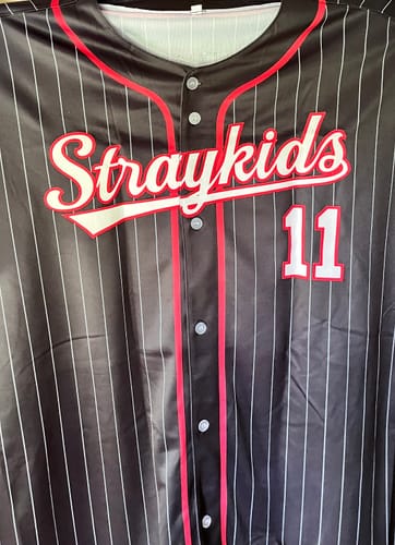 Customer photo review of Custom Black Red Stripe Fashion Raglan Sleeves Authentic Baseball Jersey