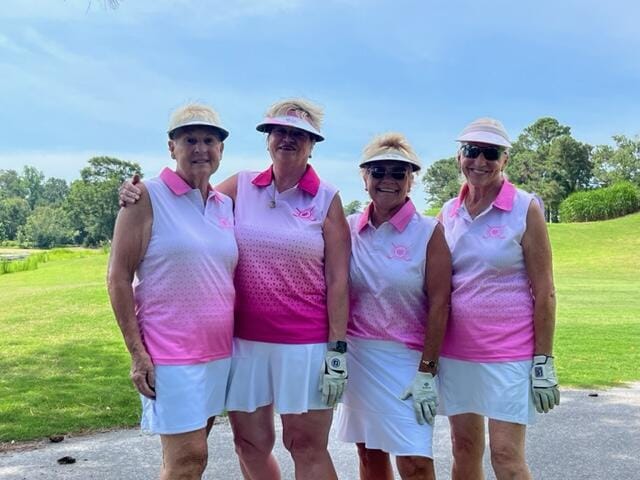 Customer photo review of We're More Than Just Golf Friends, We're Like A Really Small Gang Womens Sleeveless Golf Polo, Pink Funny Golf Shirts I0333