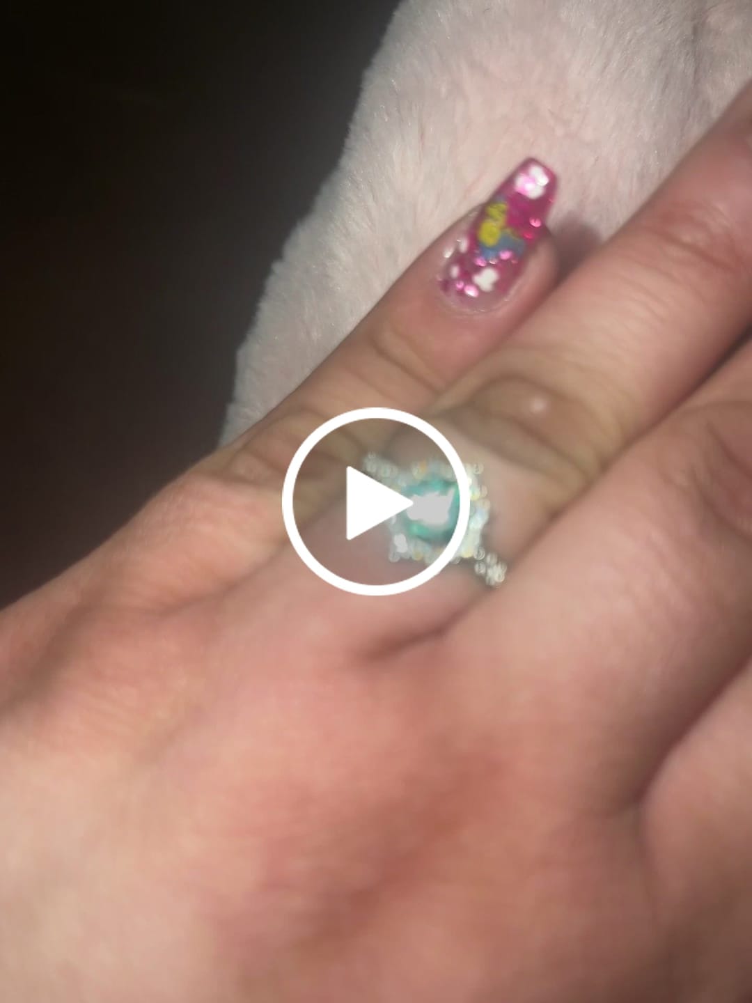 Customer video review of Halo Round Green Moissanite Pave Engagement Ring