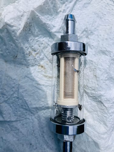 Customer photo review of Fuel Filter Glass & Chrome With 10mm Hose Tails 108mm