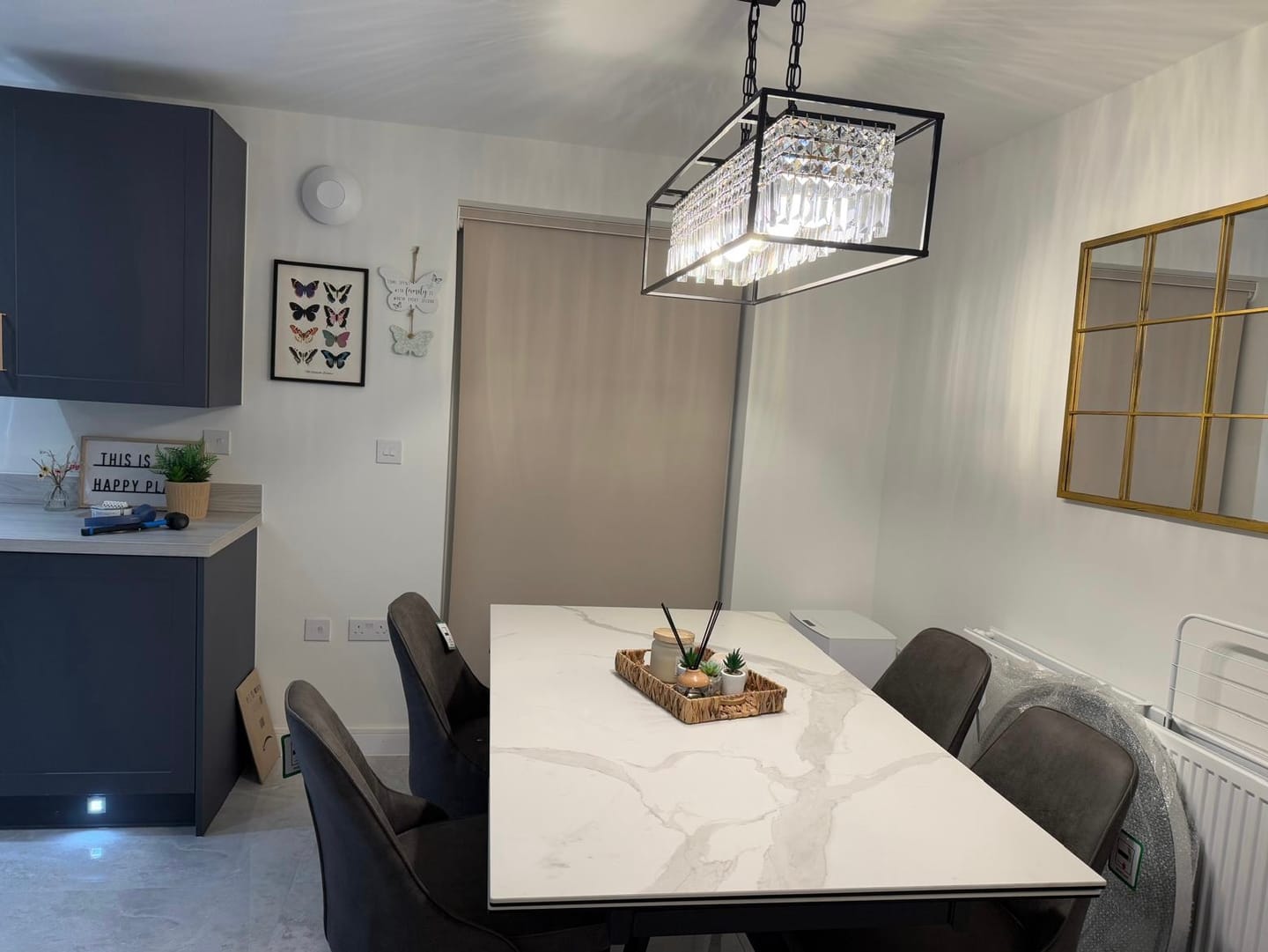 Customer photo review of Modern Rectangle Crystal Kitchen Island Chandelier