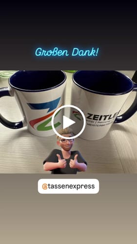 Customer video review of TassenExpress - Becher Keramik Tasse mit Logo bedruckt 325ml Firmenlogo