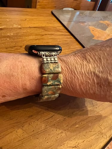 Customer photo review of Earth Tibetan Jasper Stretch Apple Watch Strap