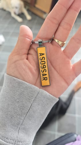 Customer photo review of Personalised Metal Number Plate Keyring