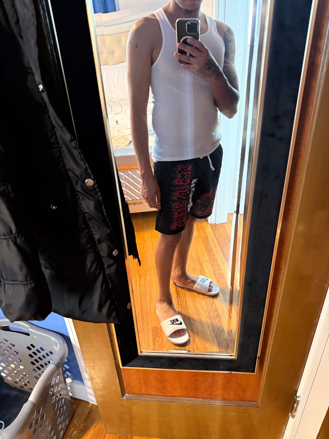 Customer photo review of Skeleton Biker Fleece Sweatshorts