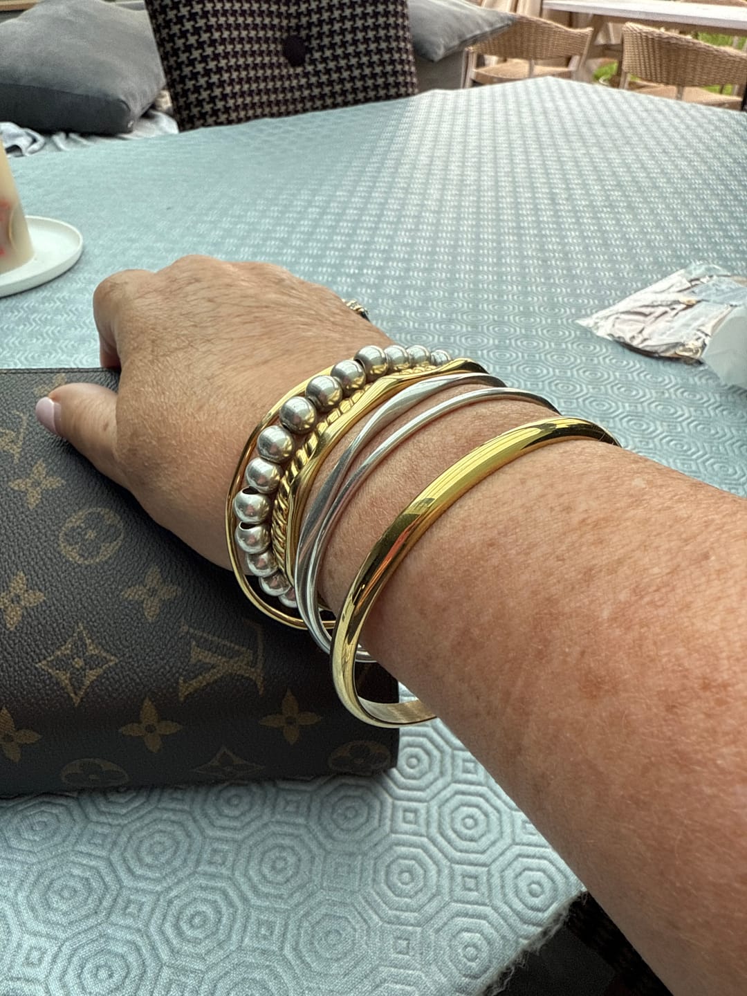 Customer photo review of Classic Chunky Gold Bangle