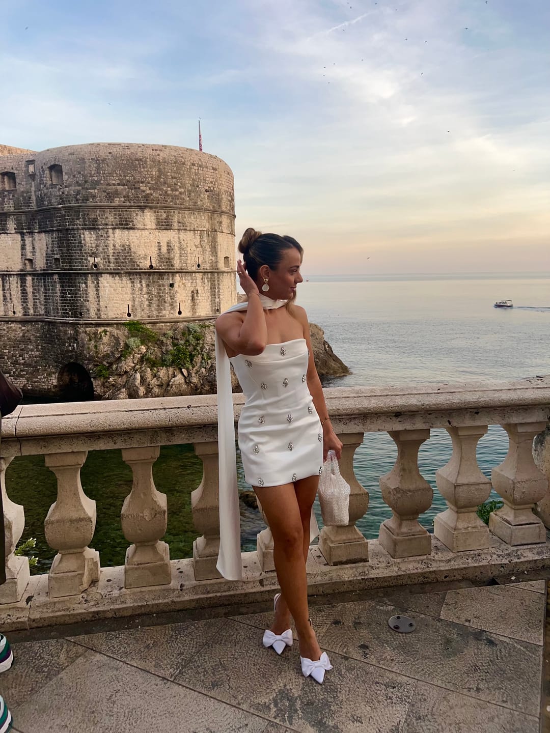 Customer photo review of CELESTE CRYSTAL WHITE MINI DRESS