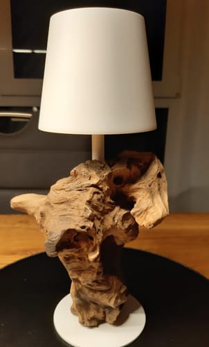 Customer photo review of LED Treibholz Akku Tischlampe SERA kabellos Schirm Weiß