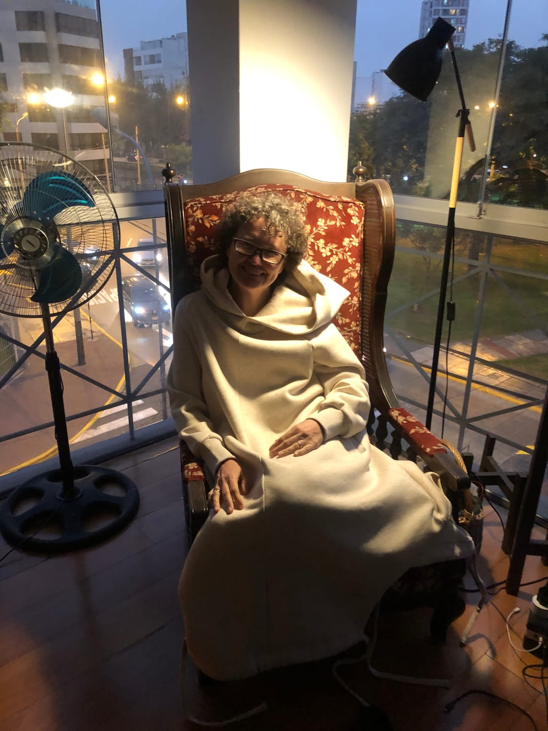 Customer photo review of Oversize Cream Hoodie Dress