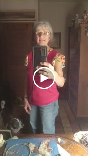 Customer video review of Vibrant Floral Flutter Trim Tee