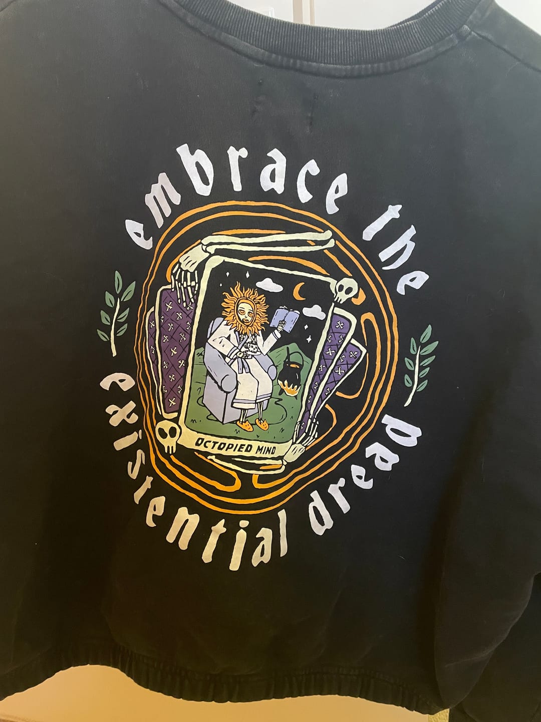 Customer photo review of Embrace the Existential Dread Crewneck