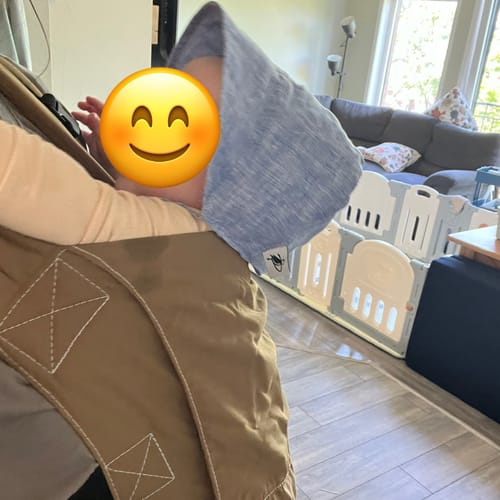 Customer photo review of Navy Chambray Linen Infant and Toddler UPF50+ Sun Protection Bonnet