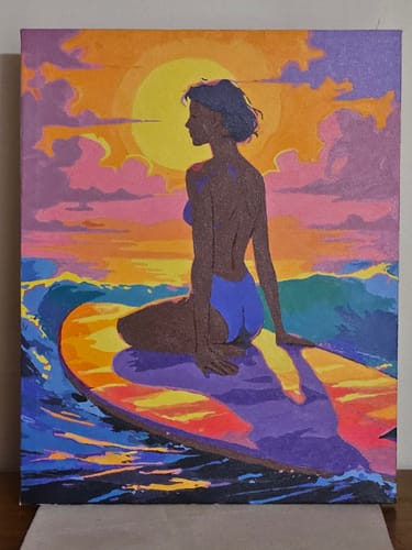 Customer photo review of "Ocean Waves Surfer Girl" Paint by Numbers Kit