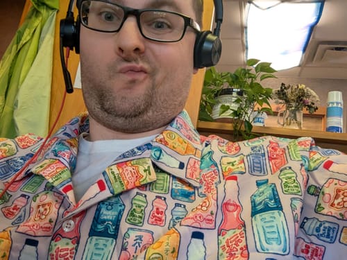 Customer photo review of Japanese Vending Machine Drinks Button Up Shirt