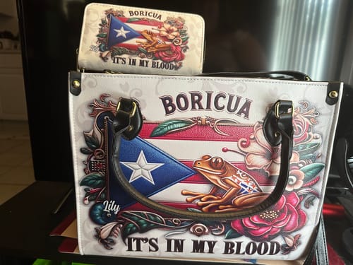 Customer photo review of Boricua It's in my blood - Personalized Leather Handbag BOR01B